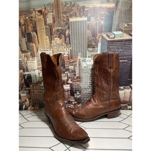 Lucchese 1883 N1596 Leather Western Cowboy Boots Brown Cowhide Handmade 11 D